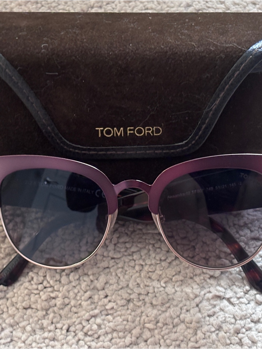 Tom Ford Purple and Gold Round Women’s Sunglasses